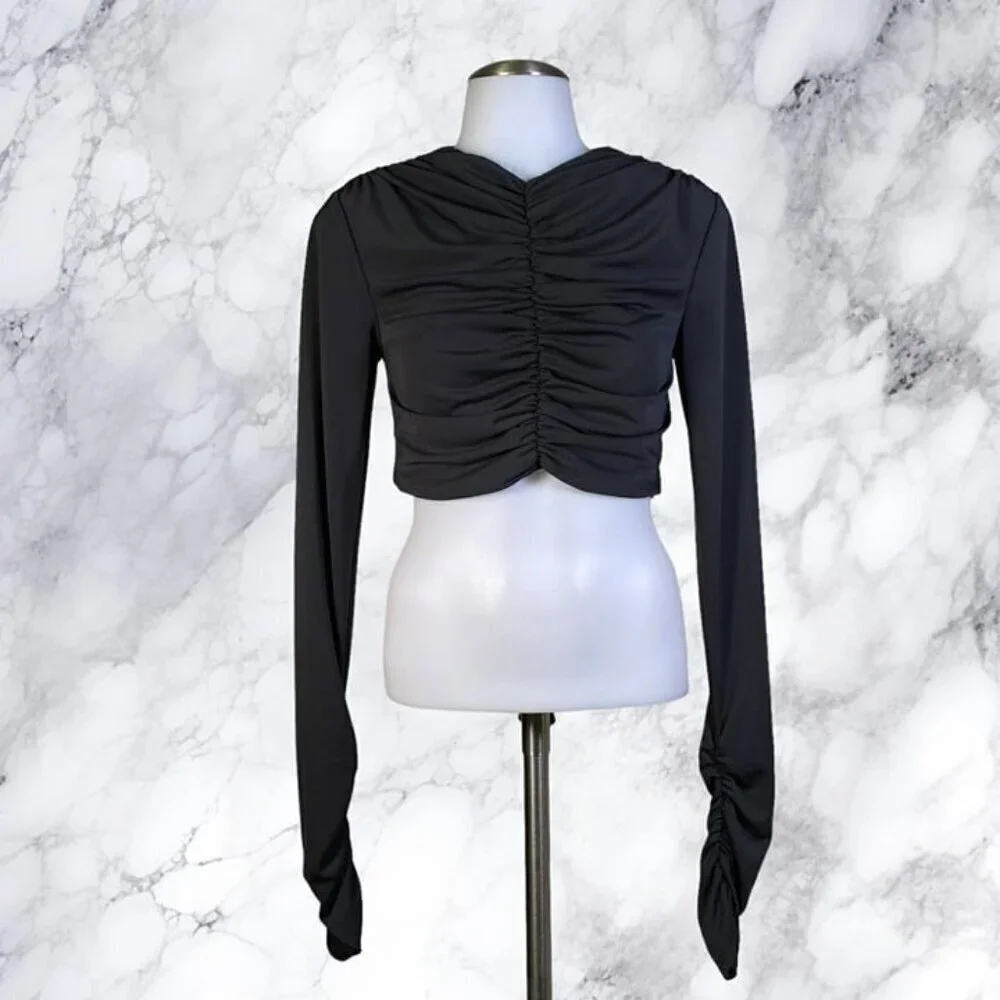 L'Academie Mae Crop Top - Black